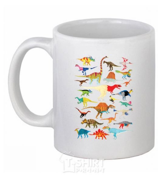 Ceramic mug Multicolor dinos White фото