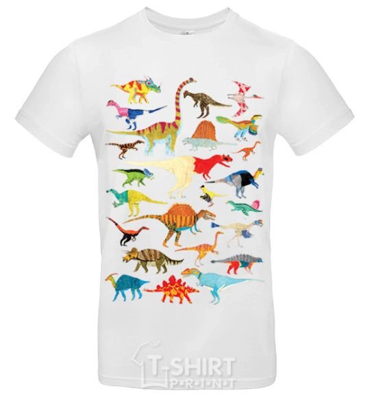 Men's T-Shirt Multicolor dinos White фото