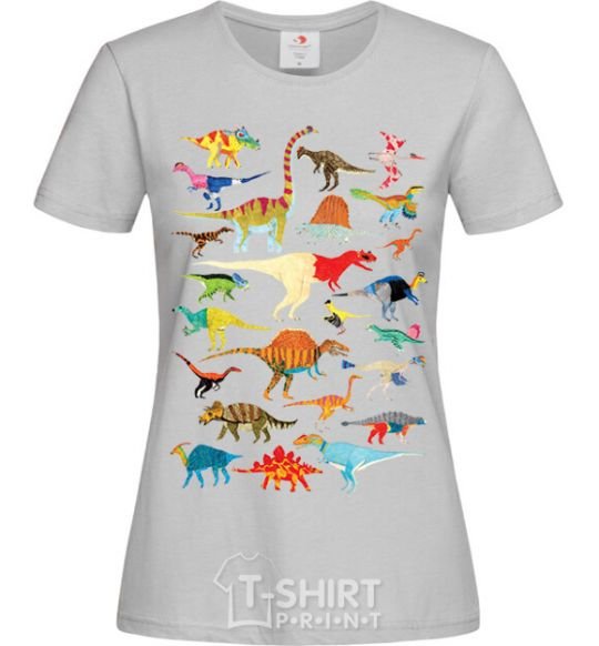 Women's T-shirt Multicolor dinos grey фото