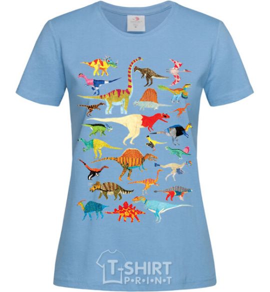 Women's T-shirt Multicolor dinos sky-blue фото