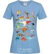 Women's T-shirt Multicolor dinos sky-blue фото