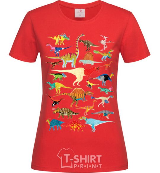 Women's T-shirt Multicolor dinos red фото