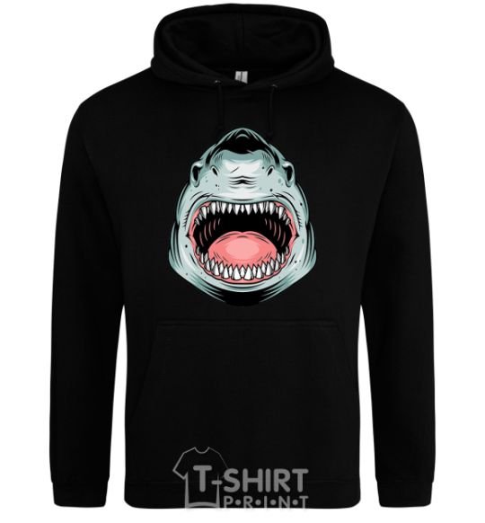 Men`s hoodie Angry Shark black фото