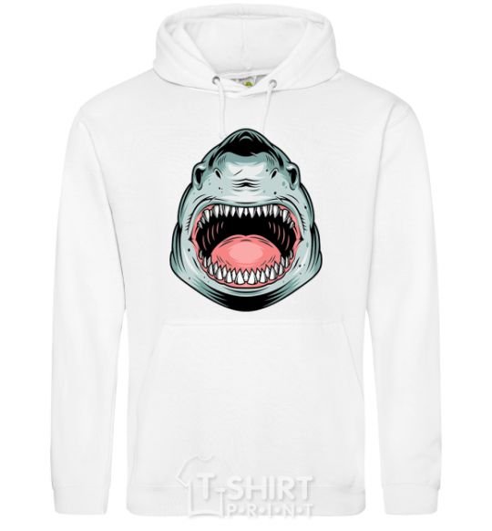 Men`s hoodie Angry Shark White фото