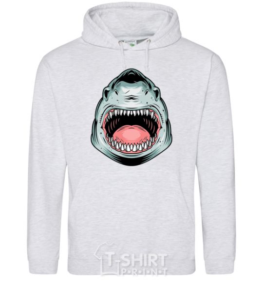 Men`s hoodie Angry Shark sport-grey фото