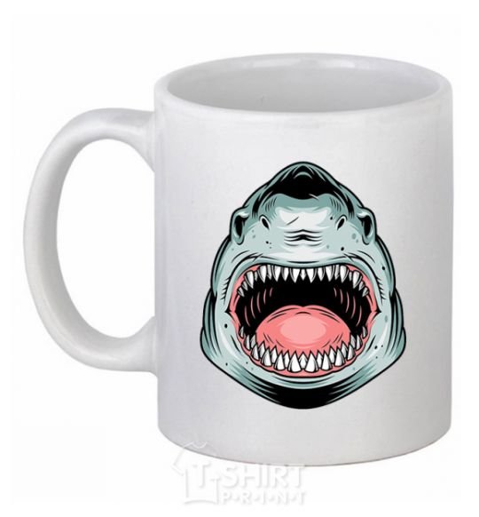 Ceramic mug Angry Shark White фото