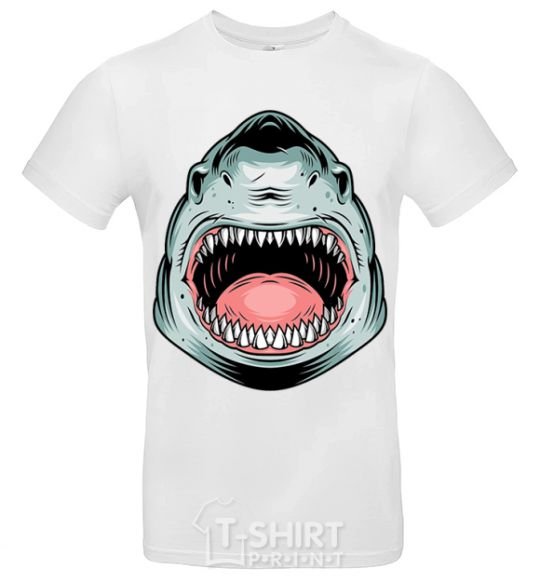 Men's T-Shirt Angry Shark White фото