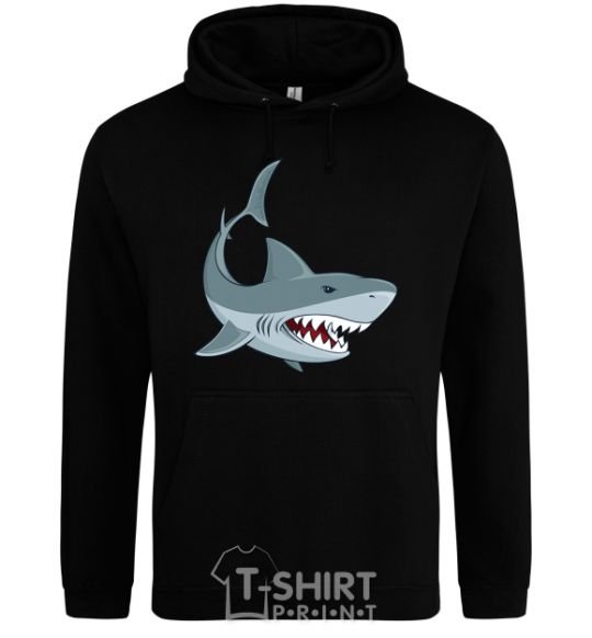 Мужская толстовка (худи) Серая акула Черный фото