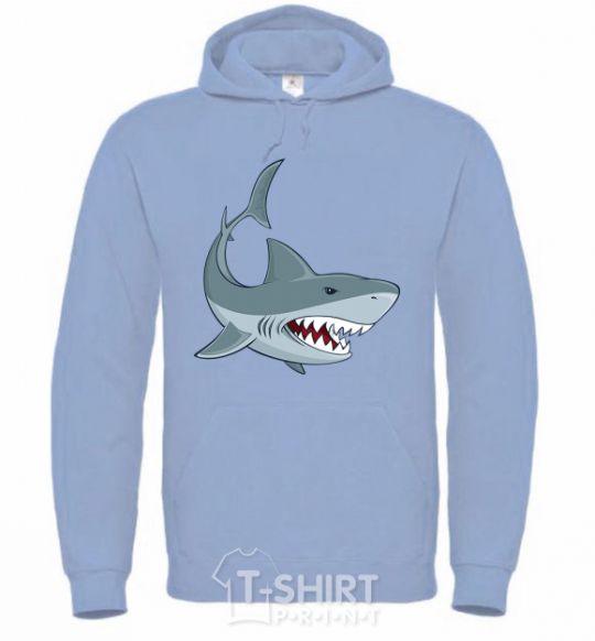 Men`s hoodie Gray shark sky-blue фото