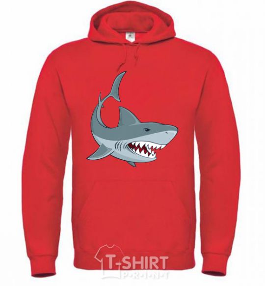 Men`s hoodie Gray shark bright-red фото