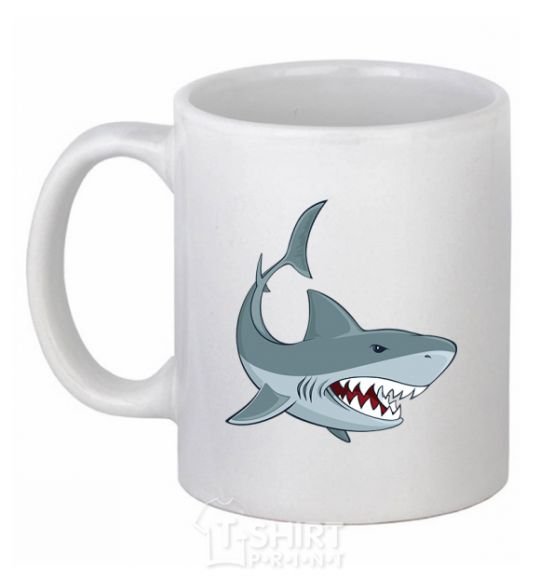 Ceramic mug Gray shark White фото