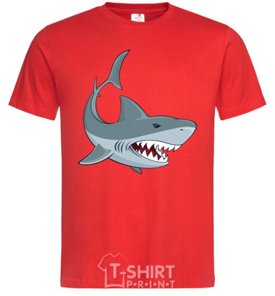 Men's T-Shirt Gray shark red фото