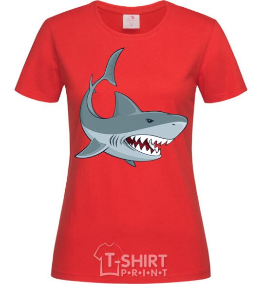 Women's T-shirt Gray shark red фото