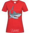 Women's T-shirt Gray shark red фото