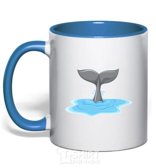 Mug with a colored handle Shark's tail royal-blue фото