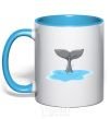 Mug with a colored handle Shark's tail sky-blue фото