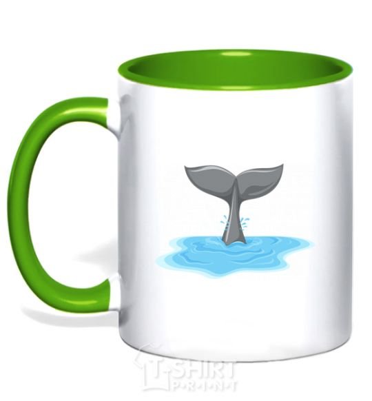 Mug with a colored handle Shark's tail kelly-green фото