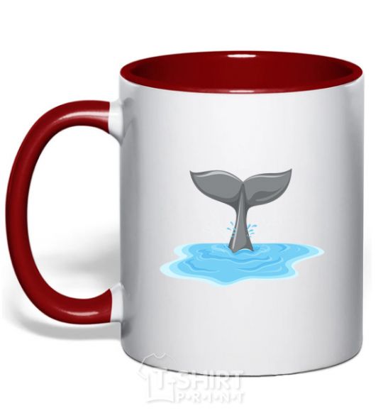 Mug with a colored handle Shark's tail red фото