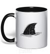 Mug with a colored handle Shark fin black фото