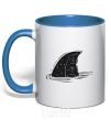 Mug with a colored handle Shark fin royal-blue фото