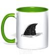 Mug with a colored handle Shark fin kelly-green фото