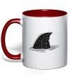 Mug with a colored handle Shark fin red фото