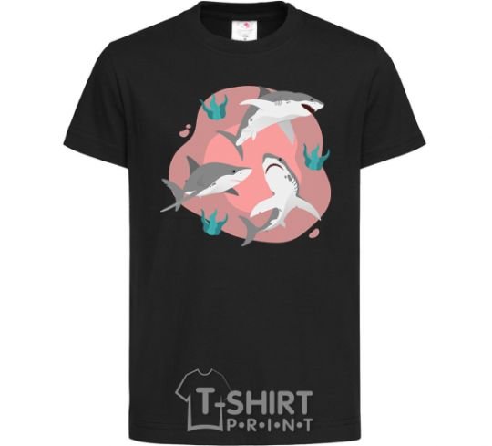 Kids T-shirt Sharks in pink black фото