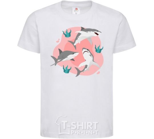 Kids T-shirt Sharks in pink White фото