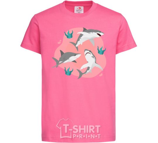 Kids T-shirt Sharks in pink heliconia фото