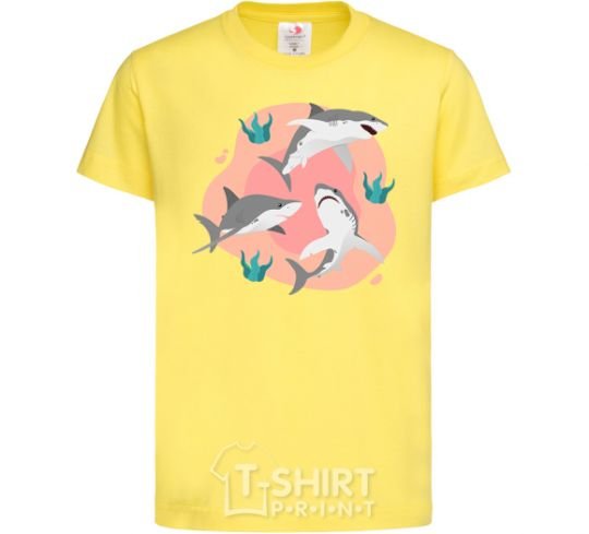 Kids T-shirt Sharks in pink cornsilk фото