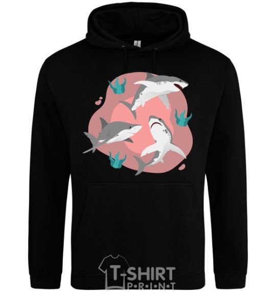 Men`s hoodie Sharks in pink black фото