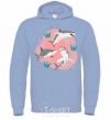 Men`s hoodie Sharks in pink sky-blue фото