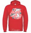 Men`s hoodie Sharks in pink bright-red фото