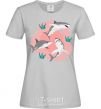 Women's T-shirt Sharks in pink grey фото