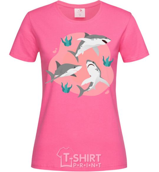 Женская футболка Sharks in pink Ярко-розовый фото