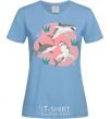 Women's T-shirt Sharks in pink sky-blue фото