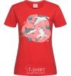 Women's T-shirt Sharks in pink red фото
