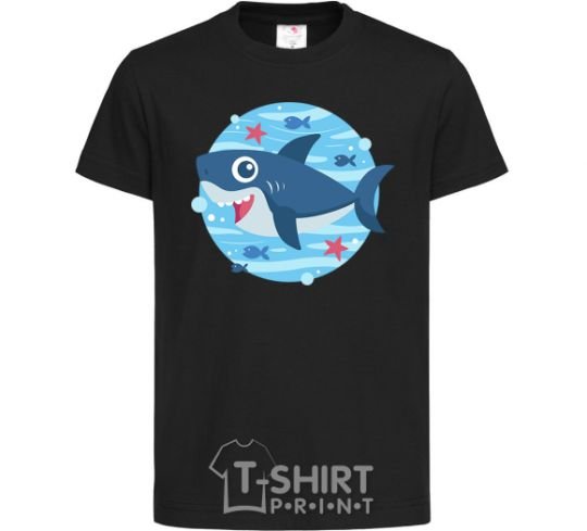 Kids T-shirt Happy shark black фото