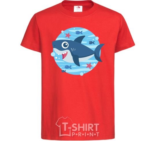 Kids T-shirt Happy shark red фото