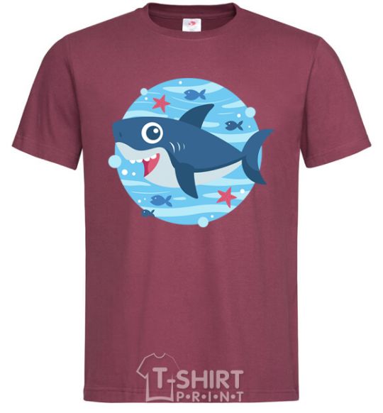 Men's T-Shirt Happy shark burgundy фото