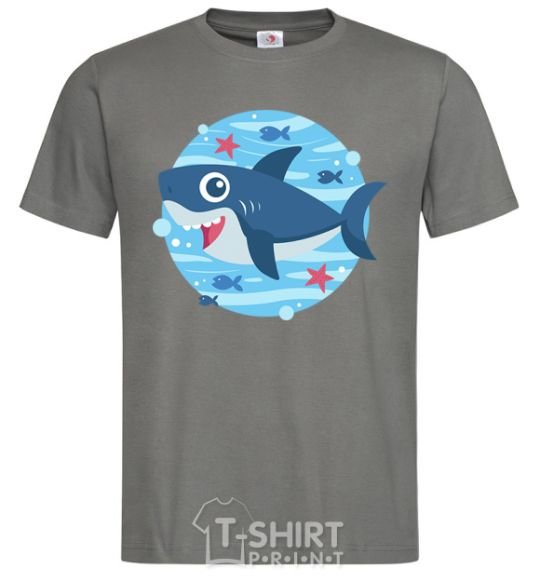 Men's T-Shirt Happy shark dark-grey фото