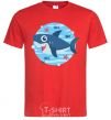 Мужская футболка Happy shark Красный фото