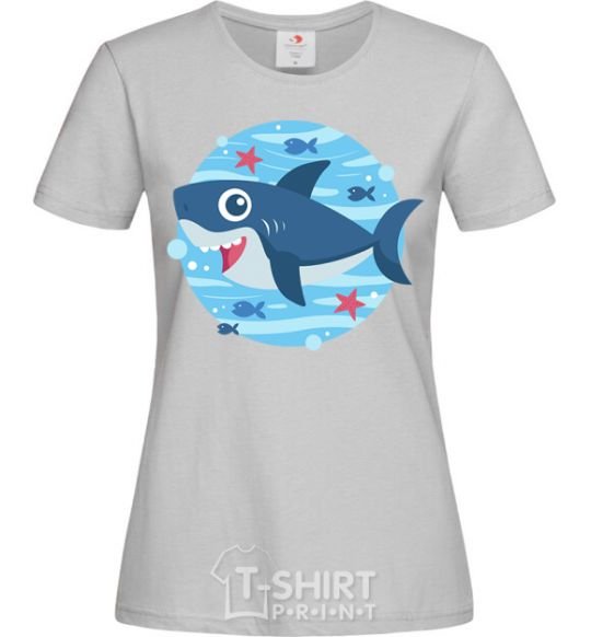 Women's T-shirt Happy shark grey фото