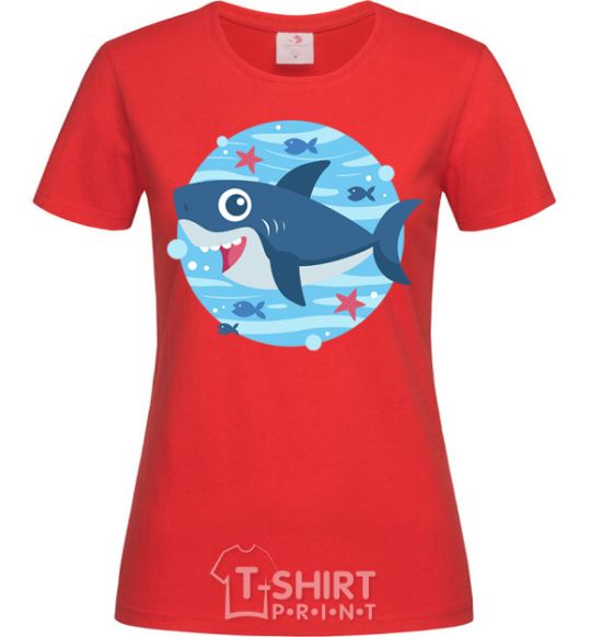 Women's T-shirt Happy shark red фото