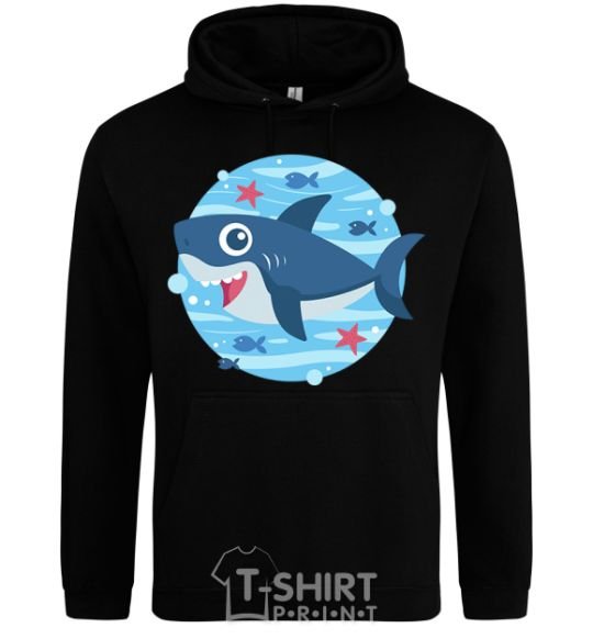 Men`s hoodie Happy shark black фото