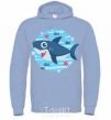 Men`s hoodie Happy shark sky-blue фото