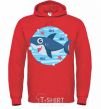 Men`s hoodie Happy shark bright-red фото