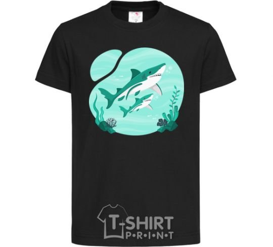 Kids T-shirt Turquoise sharks black фото