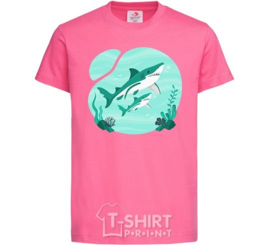 Kids T-shirt Turquoise sharks heliconia фото