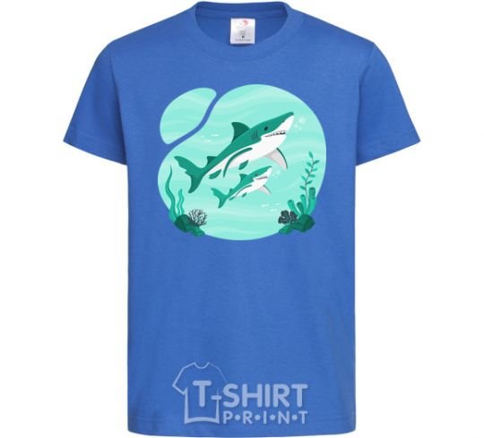 Kids T-shirt Turquoise sharks royal-blue фото